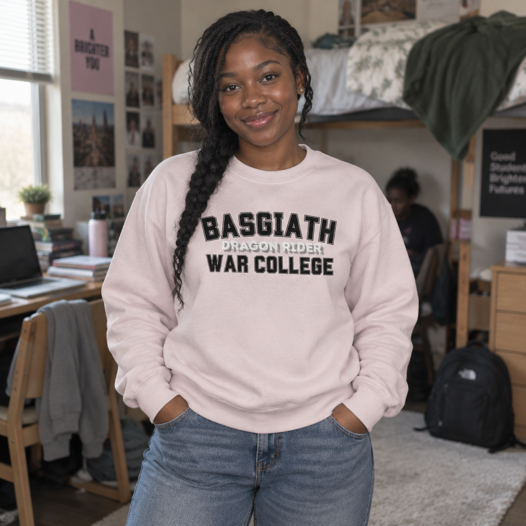 Dragon Rider Basglath War College Wingleader Collegiate Crewneck Sweatshirt with Front and Back Print