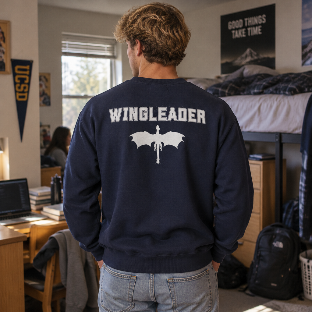 Dragon Rider War College Wingleader Crewneck Sweatshirt Print on Front and Back