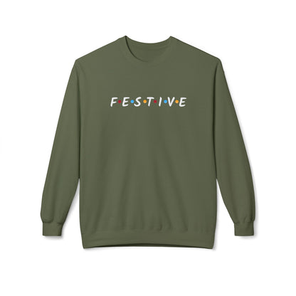 Festive Thanksgiving or Christmas Sweatshirt, Minimalist Holiday Crewneck with Colorful Lettering, Unisex Fit
