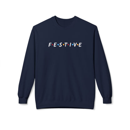 Festive Thanksgiving or Christmas Sweatshirt, Minimalist Holiday Crewneck with Colorful Lettering, Unisex Fit
