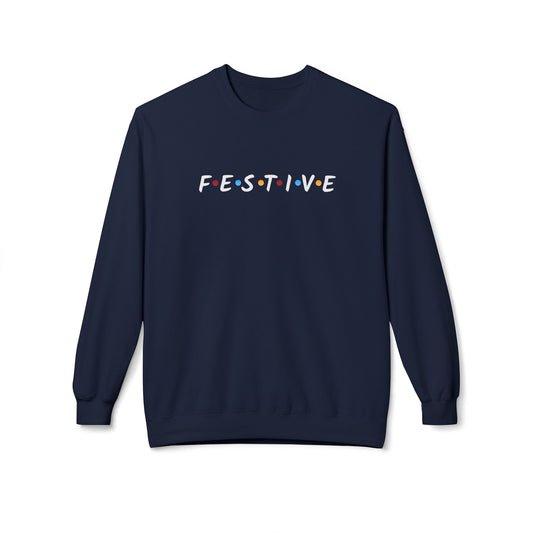 Festive Thanksgiving or Christmas Sweatshirt, Minimalist Holiday Crewneck with Colorful Lettering, Unisex Fit