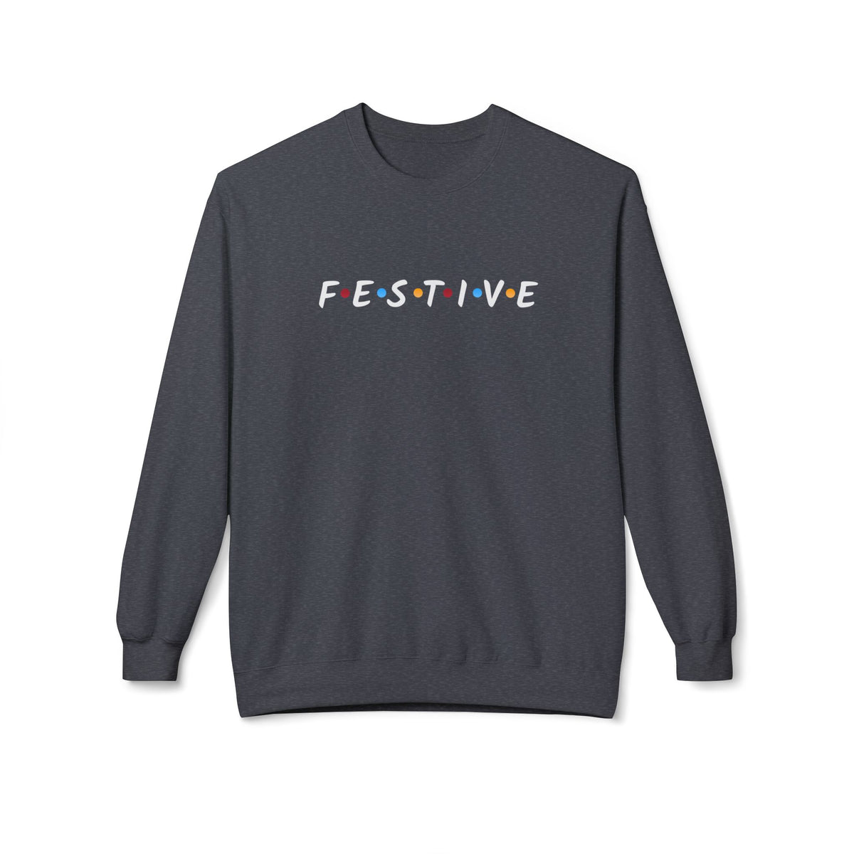 Festive Thanksgiving or Christmas Sweatshirt, Minimalist Holiday Crewneck with Colorful Lettering, Unisex Fit
