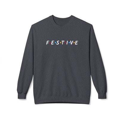 Festive Thanksgiving or Christmas Sweatshirt, Minimalist Holiday Crewneck with Colorful Lettering, Unisex Fit