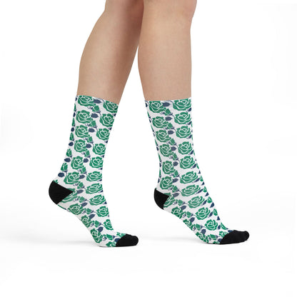 Crew Socks - White Floral Patterned | Fun Fashion Accessories