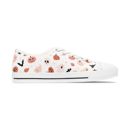 Pink Halloween Sneakers – Pink Ghost & Pumpkin Women’s Low Tops