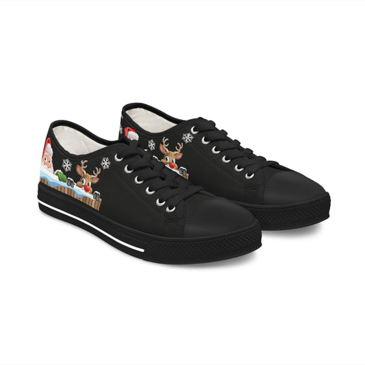 Santa and Reindeer Women's Low Top Sneakers