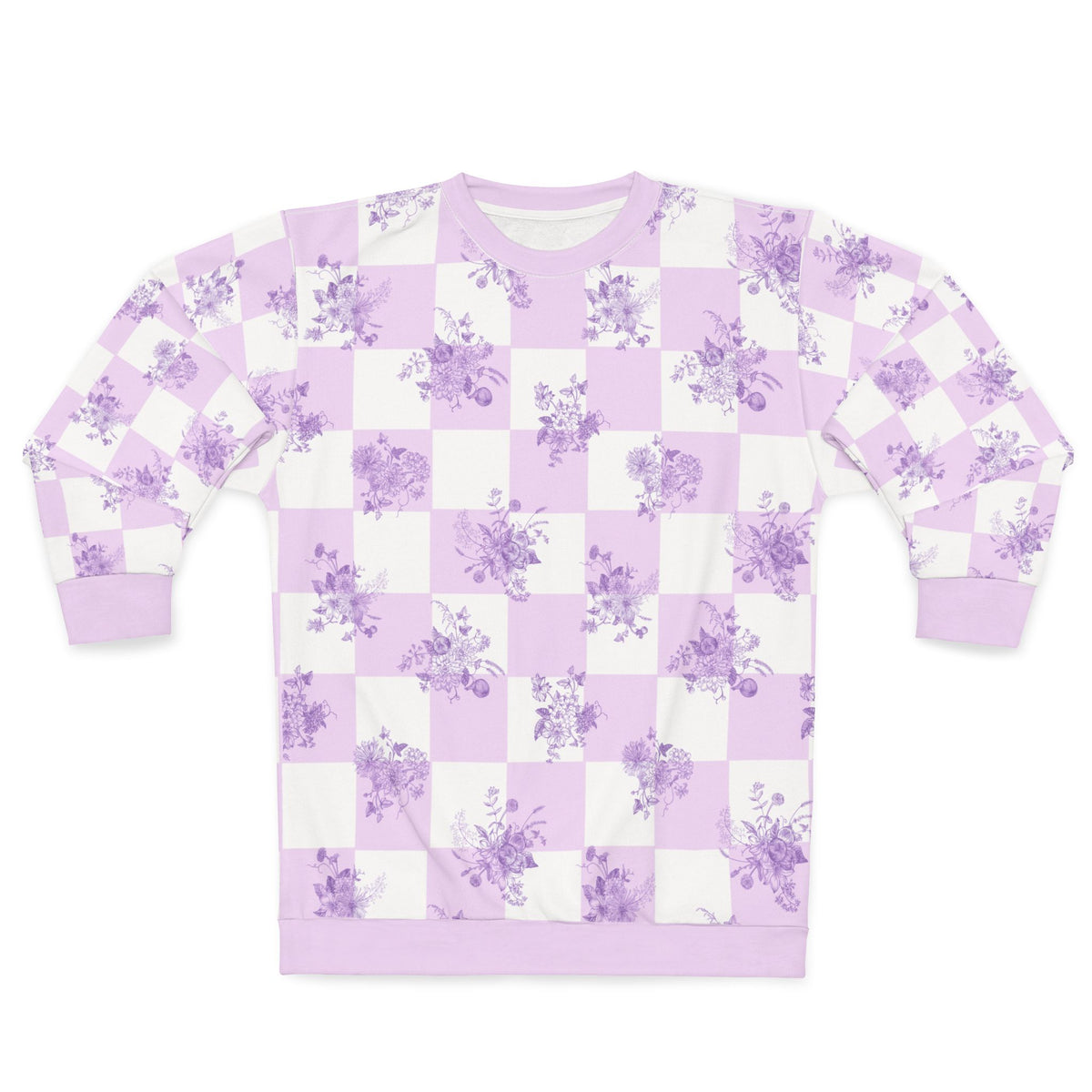 Lavender Floral Checkerboard Sweatshirt