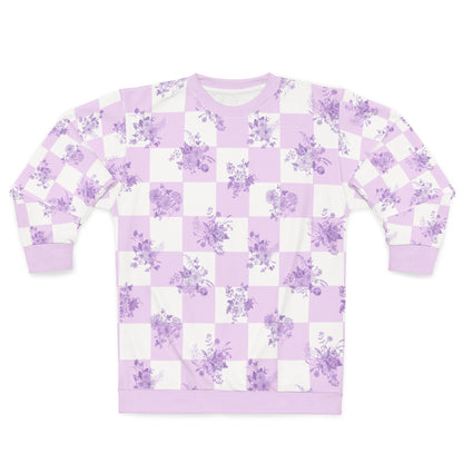 Lavender Floral Checkerboard Sweatshirt