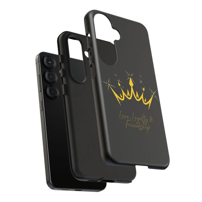 Phone Case, Black & Gold Crown - Love, Loyalty & Friendship