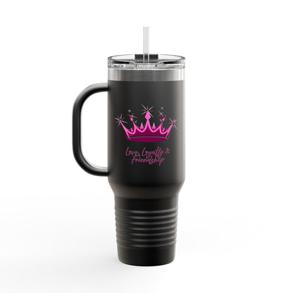 Queen Crown Pink & Burgundy - 40oz Insulated Travel Mug