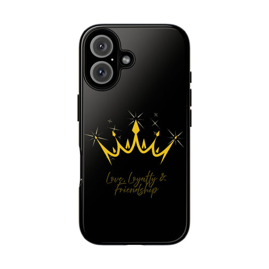 Phone Case, Black & Gold Crown - Love, Loyalty & Friendship