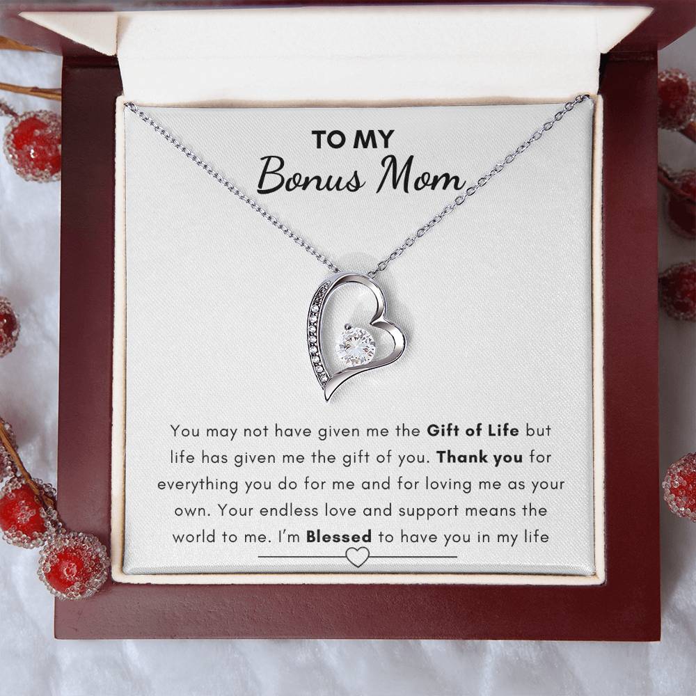 To My Bonus Mom - Heart Necklace