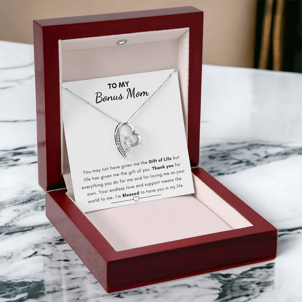 To My Bonus Mom - Heart Necklace