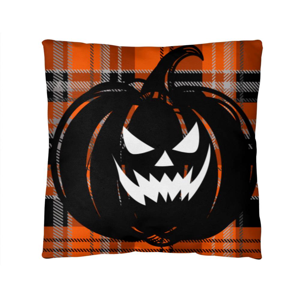 Pumpkin Plaid Throw Pillow