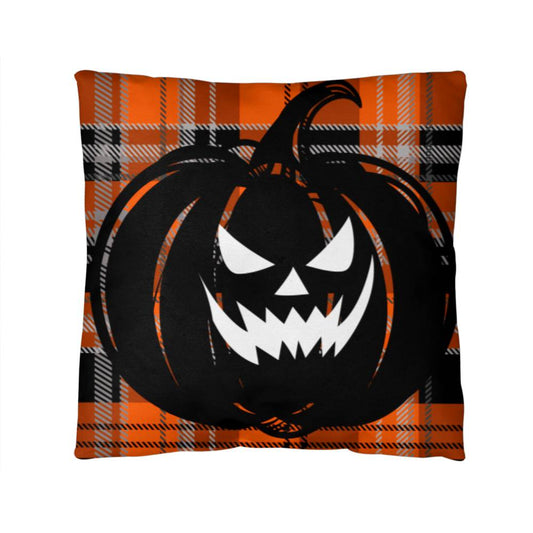 Pumpkin Plaid Throw Pillow