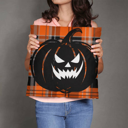 Pumpkin Plaid Throw Pillow