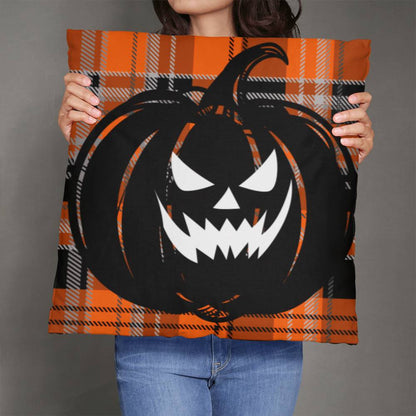 Pumpkin Plaid Throw Pillow