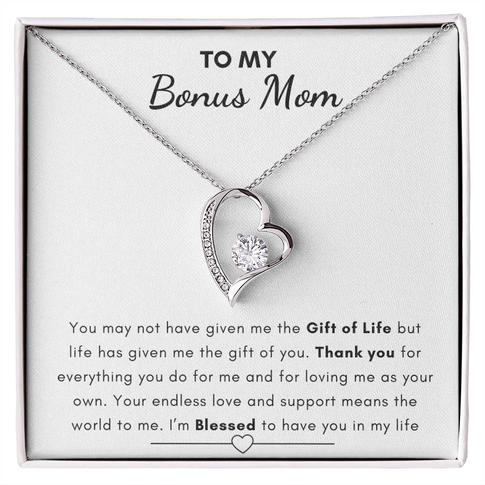 To My Bonus Mom - Heart Necklace