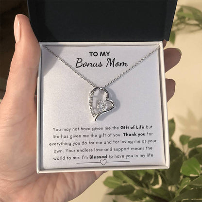 To My Bonus Mom - Heart Necklace