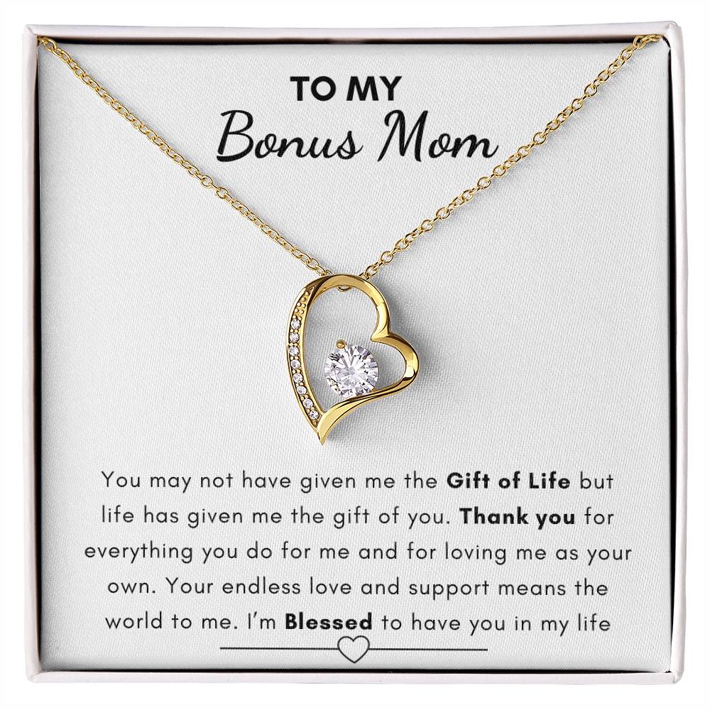 To My Bonus Mom - Heart Necklace