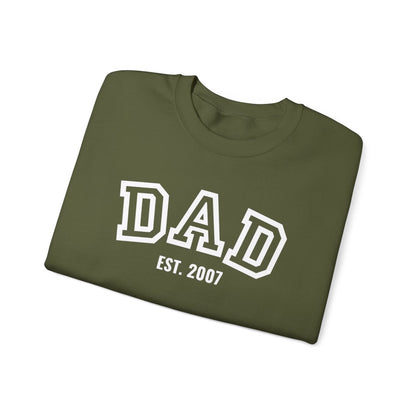 Dad Personalize Sweatshirt with Established Year and Kids Names on Sleeve - Unisex Heavy Blend™ Crewneck Sweatshirt