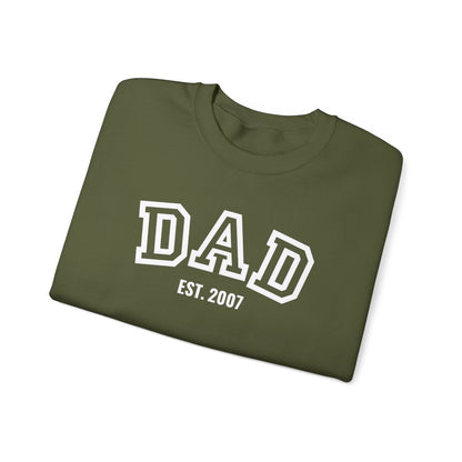 Dad Personalize Sweatshirt with Established Year and Kids Names on Sleeve - Unisex Heavy Blend™ Crewneck Sweatshirt